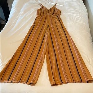 Xhilaration Mustard Striped Women’s Wide-Leg Jumpsuit